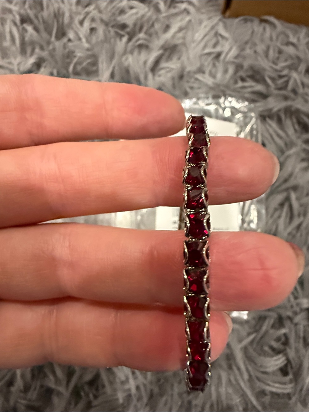 Touchstone Crystal Deep Red Siam Stretch-Style Tennis Bracelet